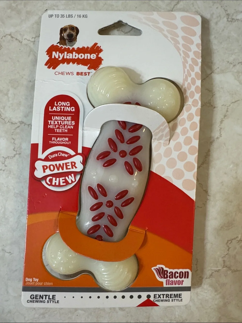 Nylabone Power Chew Action Ridges Chew Toy Bacon Wolf